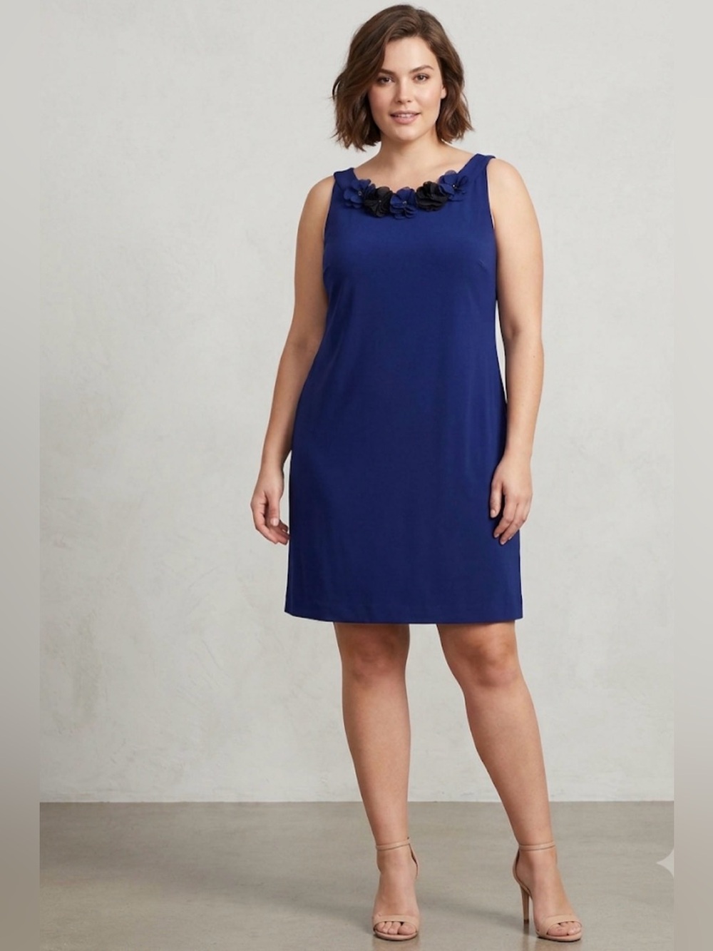 Dressbarn Women’s Blue Floral Embellished Dress 16W NWT (A792)